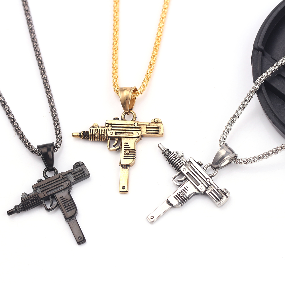 Men'S Accessories And Jewelry - Collar con Colgante de Pistola Uzi