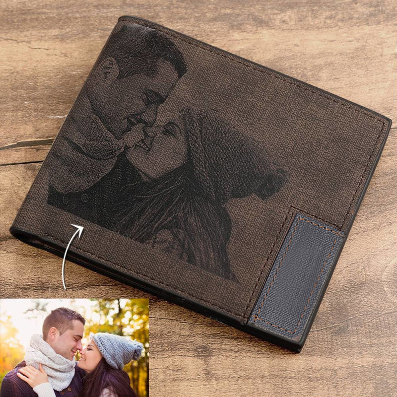 Bifold Leather Wallet - Cartera de cuero PU con imagen
